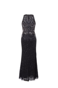 Vestido de Noche de Lentejuelas Negro de Lujo |   Cuello Halter sin Mangas |   Vestido de Fiesta Largo Estilo Sirena |   Elegante Vestido Formal de Novia para Boda o Graduación - Product Image 2