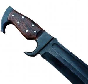 Couteau utilitaire artisanal en acier à haute teneur en carbone, finition oxyde noir, lame droite avec manche en noyer, OEM - Product Image 4