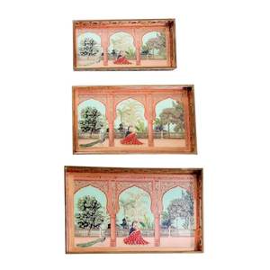 ชุดถาดไม้เคลือบเงาทำมือ: ลายสลักทองหรูหรา สำหรับเสิร์ฟ รับรองแขก และตกแต่งบ้าน ถาดเสิร์ฟสุดหรู - Product Image 6