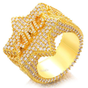 <b>Mens</b> 925 <b>Silver</b> Lab Grown Diamond <b>Ring</b> Gold Tone Iced Out Geometric Statement <b>Ring</b> Luxury Bold Fashion Gift <b>Ring</b> for <b>Men</b> - Product Image 5