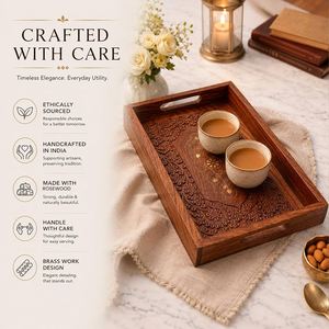 Unicorn Handicrafts Modern <b>Wooden</b> Serving <b>Tray</b> for Breakfast Coffee Tea Snacks Food Dining <b>Table</b> Home Kitchen Restaurant - Product Image 3