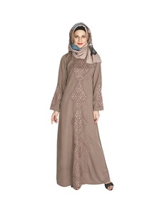 Abaya de lino moderno y modesto para mujer, Dubái informal de ropa formal, vestido musulmán corto de Turquía - Product Image 1