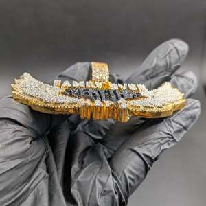 Colgante Personalizado con Nombre y Alas de Ángel, con Moissanita Redonda Tallada, Estilo Hip Hop, Plata de Ley 925, Joyería Fina, Colgantes y Dijes - Product Image 5