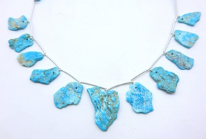 11 pièces de perles brutes lisses en turquoise naturelle d'Arizona, perles à facettes, pour la fabrication de bijoux - Product Image 4