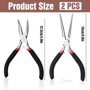 Juego de 2 Pinzas de Acero Inoxidable con Punta Pequeña, Mini Pinzas para Joyería, Punta Larga y Curva para Fabricación de Joyería, Reparación y Envoltura de Alambres - Product Image 6