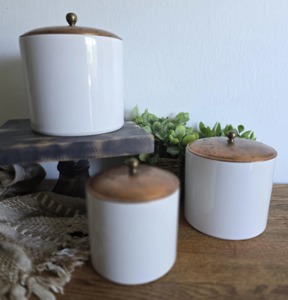 Premium White Metal Storage Canisters With Copper Finished Lid Perfect For <b>Kitchen</b> Counter And <b>Pantry</b> Organization From India - Product Image 5