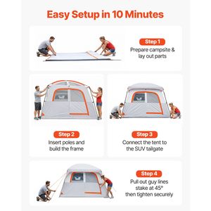 Tenda per SUV 10 x 9 FT per 6 Persone, 3 Stagioni, Automatica, Impermeabile PU2000mm, con Porte Ventilate e Finestre a Rete - Product Image 6