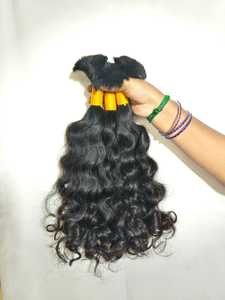 Cheveux humains naturels d'Inde du Sud, 100 grammes, en vrac, ondulés, sans trame, pour tressage, provenant d'un seul donneur - Product Image 4