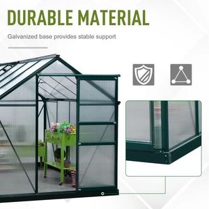 Serre de jardin en polycarbonate et aluminium résistant aux UV 10 x 6 x 7, verte et fraîche - Product Image 4