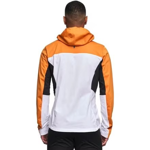 Veste de sport coupe-vent à capuche pour homme, orange, blanc, noir, color block, fermeture éclair sur le devant, coupe classique, vêtements d'extérieur pour l'automne - Product Image 3