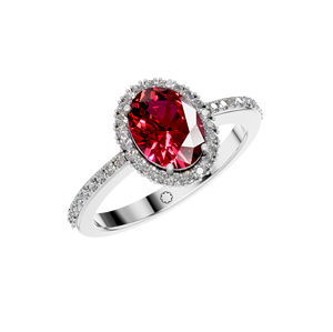 พลอยทับทิมธรรมชาติแบบคลาสสิกรัศมีเม็ดละเอียดสีเงินสเตอร์ลิงสีขาวทองได้รับการรับรองจาก IGI สำหรับงานเลี้ยงหมั้นของขวัญสำหรับเจ้าสาว - Product Image 1