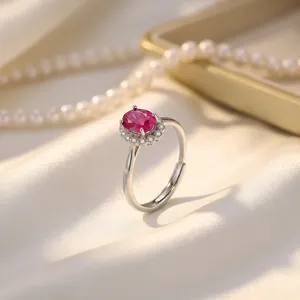 Nouvelle bague en argent S925 pour femme, rubis ovale 4x6mm rouge sang de pigeon, cadeau de fiançailles, bijoux de fête et de mariage - Product Image 3