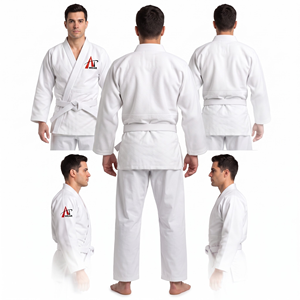 Unisex <b>Kids</b> White Martial Arts Uniform Set Long Sleeve V-Neck Training Gi with <b>Belt</b> - Product Image 2