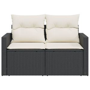 โซฟาสวนแบบแยกส่วน 2 ที่นั่ง สีดำและครีม ทำจากหวาย PE แบบประกอบได้ - Product Image 4