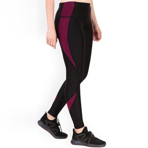 Leggings Deportivos de Cintura Alta para Mujer, Color Negro y Granate, Tejido Elástico de Compresión, Sin Costuras, para Entrenamiento - Product Image 3