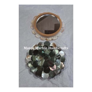 Customize Logo Acceptable Manufacturer of Rounded Stone Mother of Pearl <b>Mirrors</b> Handmade Durable for Wholesale in Cheap Price - Product Image 1