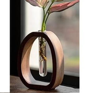 Jarrones de Flores de Madera de Acacia Hechos a Mano con Acabado Natural y Artículos de Decoración para el Hogar, Jarrón al por Mayor - Product Image 1