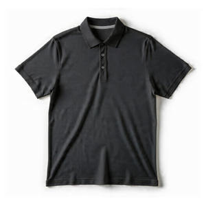 Polo homme uni à manches courtes en tissu tricoté respirant avec logo personnalisé et impression sur le devant - Product Image 4