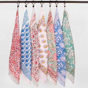 Pañuelo de Algodón Floral Bohemio Hecho a Mano, Ecológico, con Estampado de Bloques, Orgánico, Transpirable, Ligero, Unisex, para las Cuatro Estaciones - Product Image 5