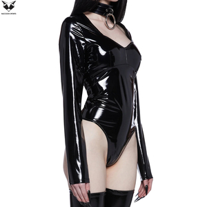 Mejor Proveedor de Ropa de Baile de Alto Rendimiento para Mujer, Mono de Manga Larga, Corte Alto, Sexy, Elástico, Brillante, con Logotipo Personalizado, Impresión en PVC - Product Image 5