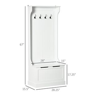 Appendiabiti da Ingresso Bianco con Panchina e Ganci Portaoggetti per Casa o Hotel, Arredamento per Soggiorno - Product Image 3