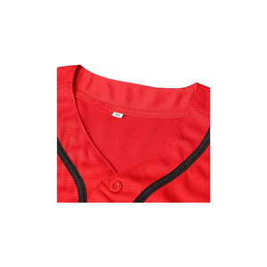 Maillot de baseball personnalisé pour équipe, respirant, en mesh, uniforme de softball, chemise de baseball rouge unie à boutons pour l'entraînement - Product Image 3