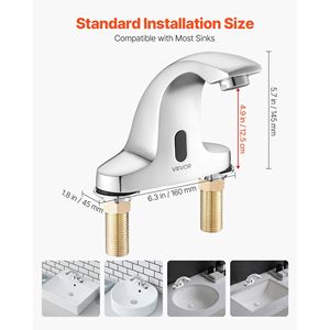 Rubinetto Automatico per Lavabo Bagno con Sensore di Movimento, Senza Contatto, con Copertura per Foro Acqua Fredda, Funzionamento a Batteria - Product Image 3