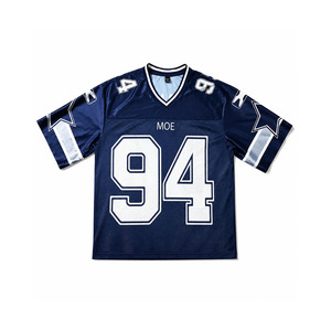 Camiseta Deportiva de Malla Transpirable con Estampado por Sublimación, Estilo Hip Hop Urbano, Cuello en V, Personalizada, Retro, Ligera, de Fútbol Americano - Product Image 2