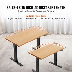 Base regolabile per Workstation fai da te 27.6-46.1 pollici altezza 35.4 pollici-53.2 pollici di lunghezza supporto elettrico Computer scrivania gambe ufficio - Product Image 3