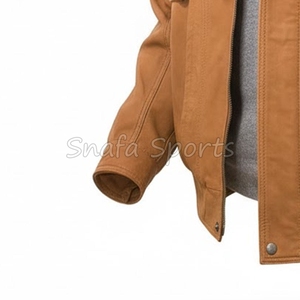 2026 New Style Customized Real Leather Jacket Brown Solid Color High Quality Jacket for Men's Casual Wear - Product Image 4