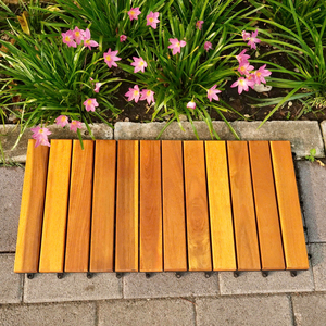 Dalles de terrasse en composite bois-plastique emboîtables Acacia, imperméables, ignifuges, surface lisse, antidérapantes, double verrouillage - Product Image 1