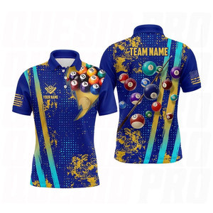 Camisa de Billar Personalizada para Hombre, 100% Poliéster, Tela de Lona Sólida, Camisa de Polo para Billar de 8 Bolas, Diseño Sublimable Personalizable - Product Image 3