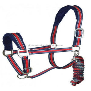 Correas de nailon de dos tonos personalizadas, cabestro de caballo de nailon, relleno de visón de lana suave, caballo cabestro cosido con cuerdas de plomo a juego - Product Image 2