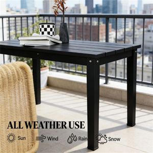 Tavolo da Pranzo Rettangolare Nero per Uso Esterno, Terrazza, Giardino e Caffè - Product Image 3