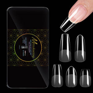 Pointes d'ongles en ABS pour nail art, couvrantes, semi-mates, transparentes, à motifs, sans couture, en gros, en boîte, 480 pièces - Product Image 1