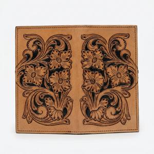 Custom Luxury Vintage Style Hand Tooled Florals Carved On <b>RFID</b> <b>Blocking</b> 100% Genuine Leather ID Credit Card Holder Bifold <b>Wallet</b> - Product Image 1