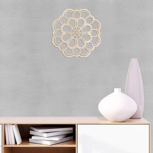 Decoración de Pared de Loto Floral de Madera, Arte de Pared Minimalista con Flores Recortadas, Mandala de Madera Natural para Sala de Estar, Dormitorio, Espacio de Meditación - Product Image 6