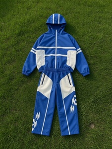 Custom Unisex Streetwear Track Suit 2 Piece Set Lightweight <b>Windproof</b> Waterproof Nylon Jacket and Jogger Pants - Product Image 3