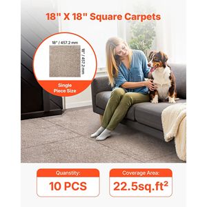 Set di 10 Piastrelle per Moquette 18x18 Pollici, Tappeti Quadrati Morbidi Autoadesivi, Rimovibili Senza Danni per Pavimenti Domestici - Product Image 2