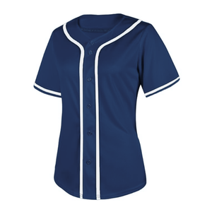 Camiseta de Béisbol Azul Marino para Mujer, con Botones, Lisa, de Manga Corta, Estilo Hip Hop, Deportiva, para Mujer - Product Image 2