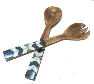 Cuillère de cuisine en bois naturel – Ustensile de cuisine écologique, lot de 2 pièces - Product Image 1