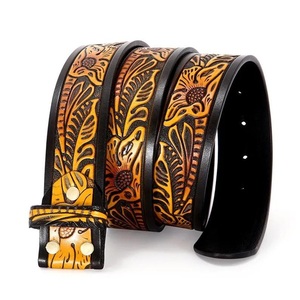 Nuevo Cinturón de Cuero Occidental con Grabado Floral, Hebilla de Pin, Estilo Casual Vintage, Diseño Bordado Duradero, Color Marrón - Product Image 3