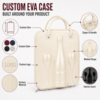 Étui de transport portable en EVA rigide pour bouteille de vin, personnalisable OEM, pour 1 bouteille et 2 verres