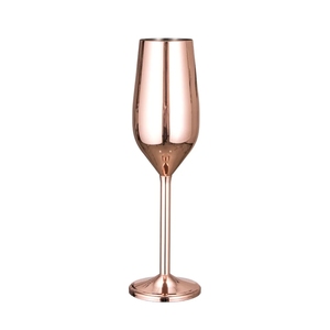 Rose Gold Stainless Steel Metal Wine Goblet Shatterproof Barware Gift <b>Box</b> Set Of 2 - Product Image 6