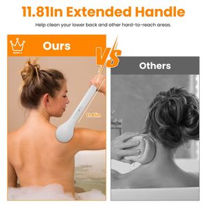 Spazzola Elettrica Ricaricabile per il Bagno con 6 Testine, 3 Modalità di Rotazione, Scrubber per il Corpo, Spazzola Massaggiante Rotante, Esfoliante Esteso - Product Image 3