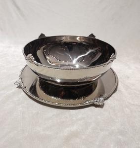 Bol à chocolat en acier inoxydable couleur argent avec assiette, taille et forme personnalisées, vaisselle décorative, bol de service - Product Image 4