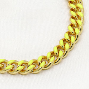 สร้อยข้อมือเงินแท้ 925 ชุบทอง สีเหลืองนีออน แบบ Cuban Link สำหรับผู้หญิง สร้อยข้อมือเคลือบเงา แฟชั่นเครื่องประดับโดดเด่น - Product Image 3