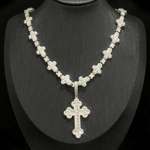 Stock Men's Fine Jewelry Set Iced Out Bling Rectangle Cubic Zirconia Hip Hop <b>Cross</b> Pendant Necklace Fashionable <b>Cross</b> <b>Chain</b> - Product Image 3