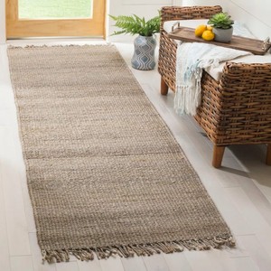 Tapis de cuisine rectangulaire en jute style ferme, à rayures, tissage plat, antidérapant, en fibres naturelles, à poils fins - Product Image 5