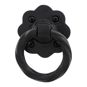 Nuevo golpeador de puerta de hierro con recubrimiento de polvo negro mate en forma de flor para puertas interiores, cajones y entradas principales. - Product Image 1